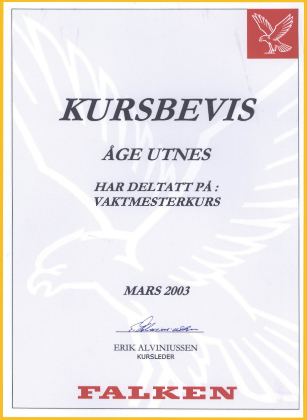 Todagers vaktmesterkurs, 2003