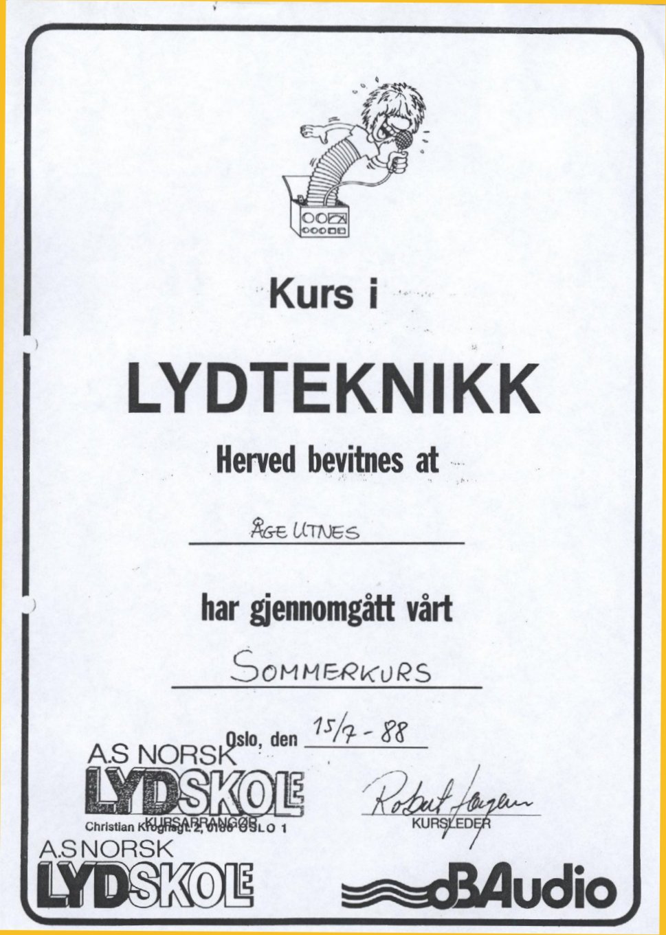 Treukers sommerkurs hos Norsk Lydskole, NISS, sommeren 1988